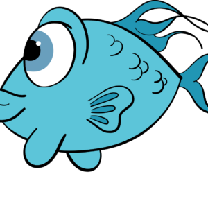 cartoon of blue fish