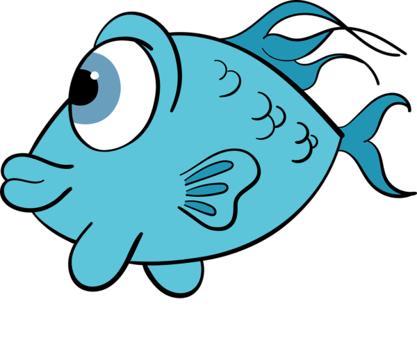 cartoon of blue fish