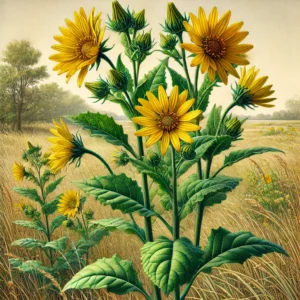 A tall sunflower-like native flower with yellow center and petals.