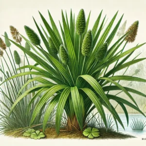 Palm-leaf sedge growing in a clump - illustration